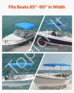3 lankų bimini stogas valčiai, 183 cm ilgio, vandenyno mėlynumo - Image 6