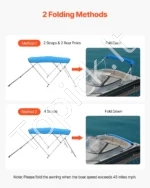 3 lankų bimini stogas valčiai, 183 cm ilgio, vandenyno mėlynumo - Image 4