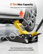 3 tonų žemo profilio hidraulinis domkratas su dvigubu stūmokliu ir SUV adapteriu, 75–500 mm - Image 5