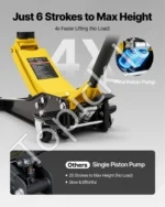 3 tonų žemo profilio hidraulinis domkratas su dvigubu stūmokliu ir SUV adapteriu, 75–500 mm - Image 6