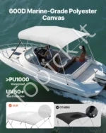 4 lankų bimini stogas valčiai, 244 cm ilgio, šviesiai pilkas - Image 2