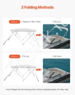 4 lankų bimini stogas valčiai, 244 cm ilgio, šviesiai pilkas - Image 4