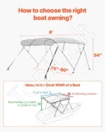 4 lankų bimini stogas valčiai, 244 cm ilgio, šviesiai pilkas - Image 5