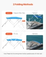 4 lankų bimini stogas valčiai, 244 cm ilgio, vandenyno mėlynumo - Image 4