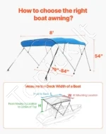 4 lankų bimini stogas valčiai, 244 cm ilgio, vandenyno mėlynumo - Image 5