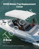 4 lankų bimini stogo audinys valčiai, 244 cm ilgio, šviesiai pilkas - Image 2