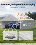 Stogo tentas automobiliams 6 x 6 m su šoninėmis sienelėmis, pilkas - Image 3