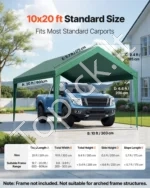 Atsarginis stogo tentas automobiliui 3 x 6 m su šoninėmis sienelėmis, tamsiai žalias - Image 2