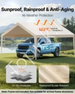 Stogo tentas automobiliui 3,6 x 6 m, smėlio spalvos - Image 3