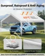 Atsarginis stogo tentas automobiliui 3,6 x 6 m su šoninėmis sienelėmis, baltas - Image 3