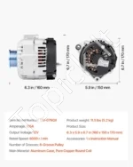 Automobilinis generatorius 12V 105A (160 x 150 x 170 mm, Cadillac, Chevy ir GMC) - Image 7