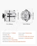Automobilinis generatorius 12V 120A (180 x 140 x 170 mm, klasikiniams automobilių modeliams) - Image 7