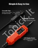 Automobilinis grandinės testeris, 3–72 V DC su LED ekranu - Image 4
