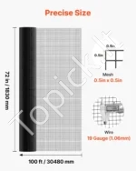 Cinkuoto plieno tinklas sodui ir aptvarams 183 cm x 30,4 m, 12,7 mm akučių dydis - Image 3