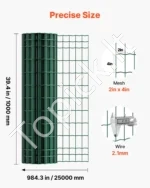 Cinkuoto plieno tinklinė tvora gyvūnams ir sodui, 100 cm x 25 m, 2x4 colių akutės, 2,1 mm - Image 2