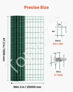Cinkuoto plieno tinklinė tvora gyvūnams ir sodui, 120 cm x 25 m, 2x4 colių akutės, 2,1 mm - Image 3