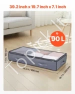 Didelės talpos daiktadėžės po lova 90L su permatomu dangčiu (6 vnt.), 996 x 500 x 180 mm - Image 3