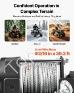 Elektrinė gervė 1360 kg, 12V ATV/UTV su plieniniu trosu, 5 mm x 12 m, IP55 - Image 3
