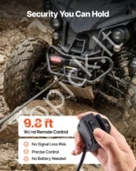 Elektrinė gervė 1360 kg, 12V ATV/UTV su plieniniu trosu, 5 mm x 12 m, IP55 - Image 4