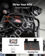 Elektrinė gervė 1360 kg, 12V ATV/UTV su plieniniu trosu, 5 mm x 12 m, IP55 - Image 5