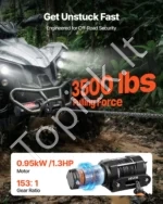 Elektrinė gervė 1587 kg, 12V ATV/UTV su sintetiniu trosu, 5,5 mm x 10 m, IP55 - Image 2