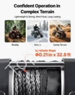 Elektrinė gervė 1587 kg, 12V ATV/UTV su sintetiniu trosu, 5,5 mm x 10 m, IP55 - Image 3