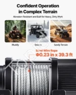 Elektrinė gervė 2041 kg, 12V ATV/UTV su plieniniu trosu, 6 mm x 12 m, IP54 - Image 3