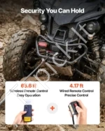 Elektrinė gervė 2041 kg, 12V ATV/UTV su plieniniu trosu, 6 mm x 12 m, IP54 - Image 4