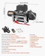 Elektrinė gervė 4500 kg, 12V visureigiams ir priekaboms, 8,3 mm x 19,8 m plieninis trosas, IP55 - Image 7