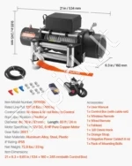 Elektrinė gervė 5400 kg, 12V visureigiams ir priekaboms, 9,1 mm x 24 m plieninis trosas, IP55 - Image 7