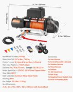 Elektrinė gervė 5400 kg, 12V visureigiams su sintetiniu trosu, 9,1 mm x 23 m, IP55 - Image 6