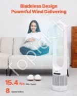 Elektrinis koloninis ventiliatorius be sparnelių, 105 cm, su nuotolinio valdymo pultu ir laikmačiu - Image 2
