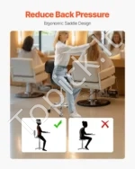 Ergonomiška balno formos kėdė su atlošu ir ratukais (54 x 54 x 84–100 cm) – komfortas ir taisyklinga laikysena - Image 5