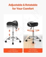 Ergonomiška balno formos kėdė su ratukais (54 x 54 x 55–71 cm) – patogumas ir mobilumas kasdieniame darbe - Image 4