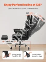 Ergonomiška vadovo kėdė su atrama kojoms ir nuimamais porankiais – maksimalus komfortas darbo ir poilsio metu - Image 5