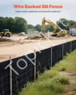 Erozijos kontrolės tvora su vielos tinkleliu, 0,6 m x 30,5 m, polipropileno audinys - Image 2