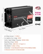 Grynosios sinusoidės inverteris 1500W (12V DC į 230V AC) - Image 7