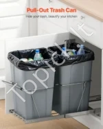 Ištraukiamas dvigubas šiukšliadėžių komplektas virtuvinei spintelei 25,5 L x 2 - Image 2