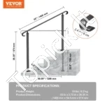 Kaltinio plieno reguliuojamas lauko laiptų turėklas, 1400 x 974 mm, tinka 2–3 pakopoms - Image 7