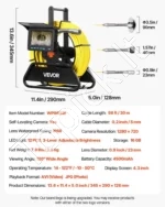 Kanalizacijos tikrinimo kamera su 30 m kabeliu ir savaime išsilyginančia funkcija - Image 7