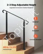 Matinis juodas lauko laiptų turėklas, 1000 x 974 mm, tinka 2–3 pakopoms - Image 3