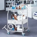 Mobilus laboratorinis vežimėlis su 3 lentynomis ir stalčiumi - Image 7