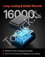 Moterims skirta šildoma fliso striukė su 16000mAh maitinimo bloku, 6 kaitinimo zonos, XXL dydis - Image 2
