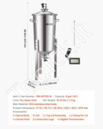 Nerūdijančio plieno koninis fermentacijos indas alui gaminti, 30 l - Image 7