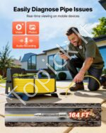Nuotekų vamzdžių tikrinimo kamera su 50 m kabeliu ir belaidžiu WiFi ryšiu - Image 2