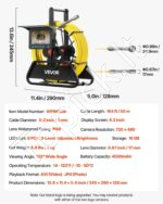 Nuotekų vamzdžių tikrinimo kamera su 50 m kabeliu ir monitoriumi - Image 7