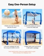 Paplūdimio pavėsinė su apsauga nuo saulės (2,4 x 2,4 m) - Image 5
