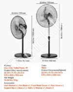 Pramoninis pastatomas metalinis ventiliatorius, 570 mm, juodas - Image 7