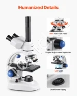 Profesionalus trinokulinis mikroskopas, 40–5000x didinimas, su LED apšvietimu - Image 5