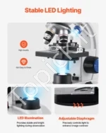 Profesionalus trinokulinis mikroskopas, 40–5000x didinimas, su LED apšvietimu - Image 6